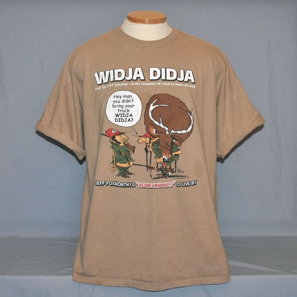Vintage Y2K Jeff Foxworthy Redneck Shirt Size XXL Widja Didja Short Sleeve Tee